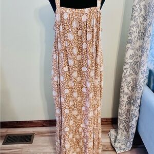 Old Navy Rust Floral Maxi Dress with White Print